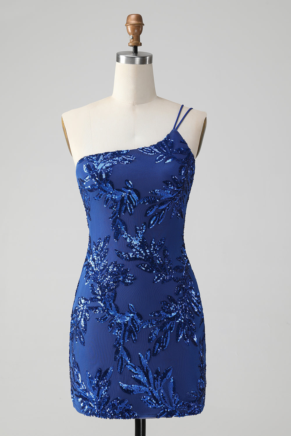 Robe courte moulante à sequins asymétrique à une épaule pour le bal de promo