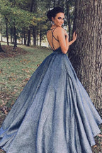 Vestidos de gala largos de color azul marino brillante con escote en V, vestidos de fiesta formales
