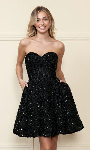 Strapless Sequin A-Line Homecoming Dress SYH86