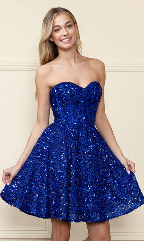 Strapless Sequin A-Line Homecoming Dress SYH86
