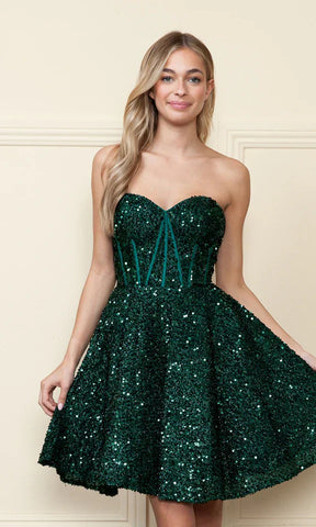 Strapless Sequin A-Line Homecoming Dress SYH86