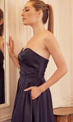 High-Slit Strapless Sweetheart Prom Dress SYP176