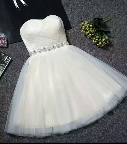 Strapless Sweetheart Neck Homecoming Dress Blush Pink  Short Prom Dresses PD304