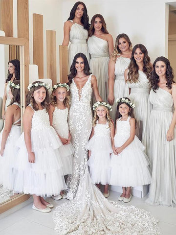 Vestidos de novia de sirena con tirantes y apliques de encaje WD574