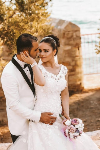 Vestido de novia veraniego estilo bohemio, fluido, de gasa y tul, sin mangas