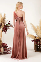 Velvet Bridesmaid Dress Sweep-Brush Train