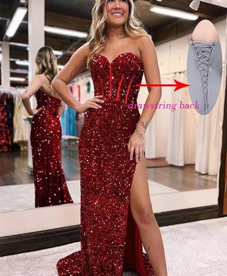 Robe de bal bustier sans bretelles avec fente SYP174