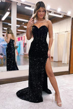Robe de bal bustier sans bretelles avec fente SYP174