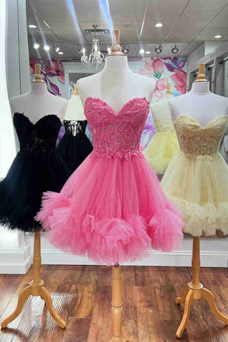 Robe de bal bleu clair à volants et corset transparent en forme de cœur PD531