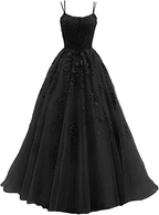 Robe de bal à fines bretelles, ornée d'appliques en dentelle, robe de mariée longue en tulle, style princesse, robe de soirée formelle Y1202