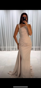 Elegante vestido de noche de corte recto/columna, vestido de graduación Y7078