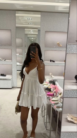 Cute White A-line V Neck Homecoming Dress White Party Gown Y7105