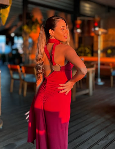 Sexy Sheath Long Prom Dress Burgundy One Shoulder Evening Gown Y8214