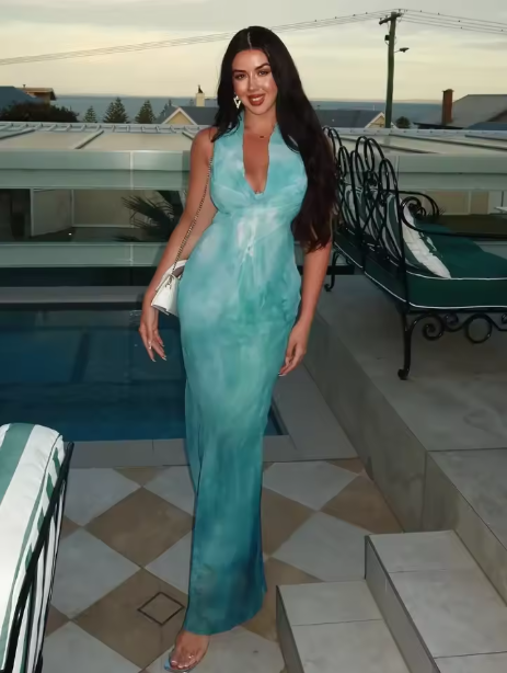Robe de bal longue imprimée en mousseline bleue élégante dos nu Y8478