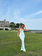Robe de bal fourreau bleue sexy dos nu, robe de soirée longue, robe de demoiselle d'honneur Y8233