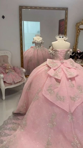 Vestido de quinceañera princesa corte A rosa brillante, vestido de baile, vestido de 16 años Y7770