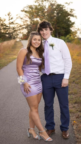 Lilac Spaghetti Straps Bodycon Dress Sexy Mini Homecoming Dress Y2441