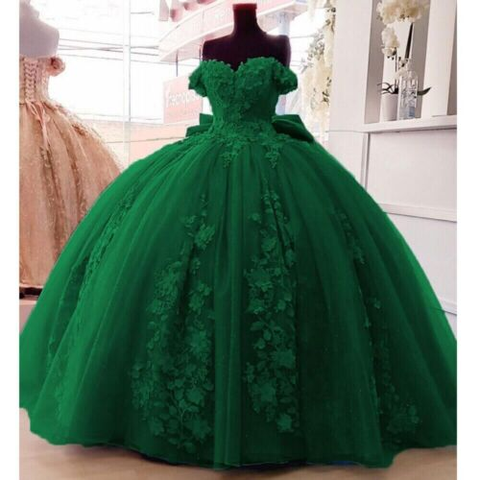 Robe de princesse ornée de perles et d'un grand nœud, idéale pour les 15 et 16 ans (Y1485)