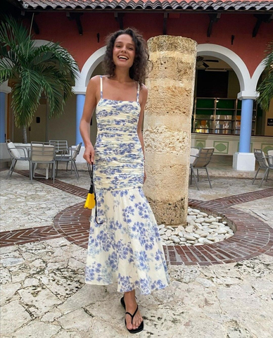 Robe de bal glamour à fines bretelles et imprimé floral, robe de soirée chic à imprimé floral Y2118