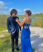Robe de bal sirène bleu royal luxueuse, robe de soirée bleu royal Y5430