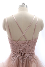 Spaghetti Straps Lace Tulle Homecoming Dress Vintage Party Formal Gown Y2584