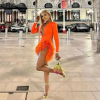 Robe de soirée orange sexy à décolleté plongeant en V et plumes, manches longues, Y4447