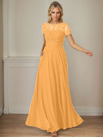 Dark Navy A-Line Boatneck Sequins Chiffon Dress