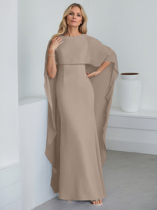 Vestido de gasa de corte recto, largo hasta el suelo, para la madre de la novia, con volantes en cascada. 