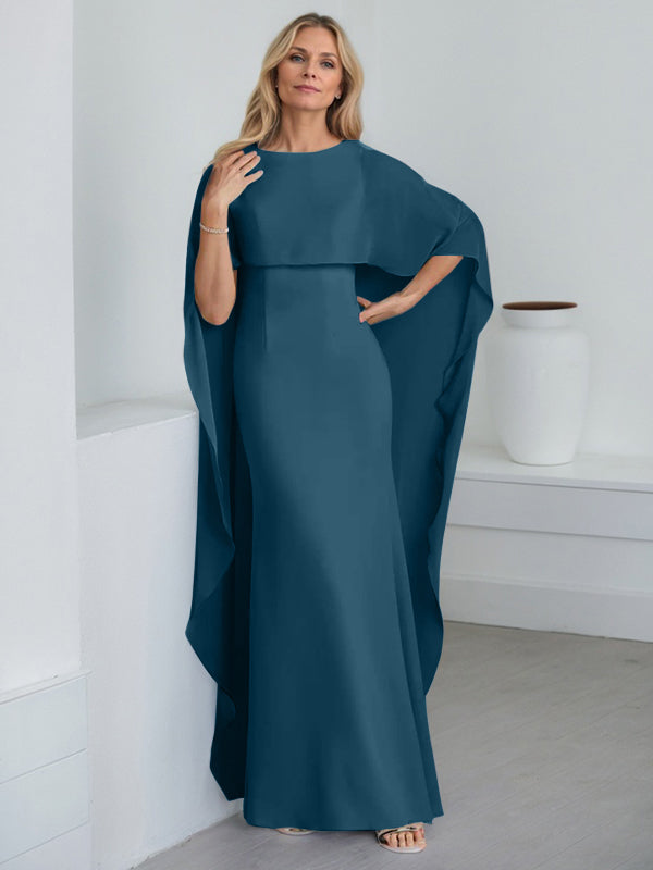 Vestido de gasa de corte recto, largo hasta el suelo, para la madre de la novia, con volantes en cascada. 