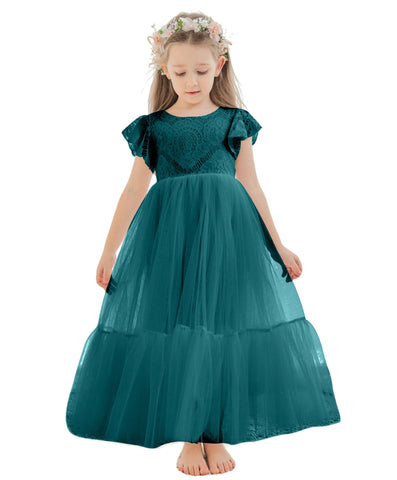 Vestido blanco de tul y encaje hasta el tobillo (2003227579) 