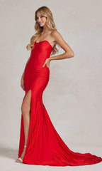 Robe de bal rouge bustier cœur, robe de soirée SYP49