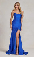Robe de bal bleu roi moulante longue bustier cœur sans bretelles SYP50