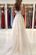 Tulle A-line Sweetheart Lace Appliques Prom Dresses, Evening Dresses