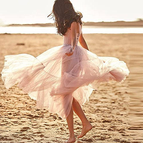 Vestido de fiesta de tul con un solo hombro SYP167