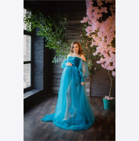 Vestido de tul para sesión de fotos de maternidad