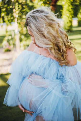 Vestido de maternidad de tul azul VMR27