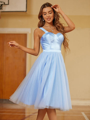 Vestido corto con tirantes hasta la rodilla, ideal para fiestas (SYH64) 