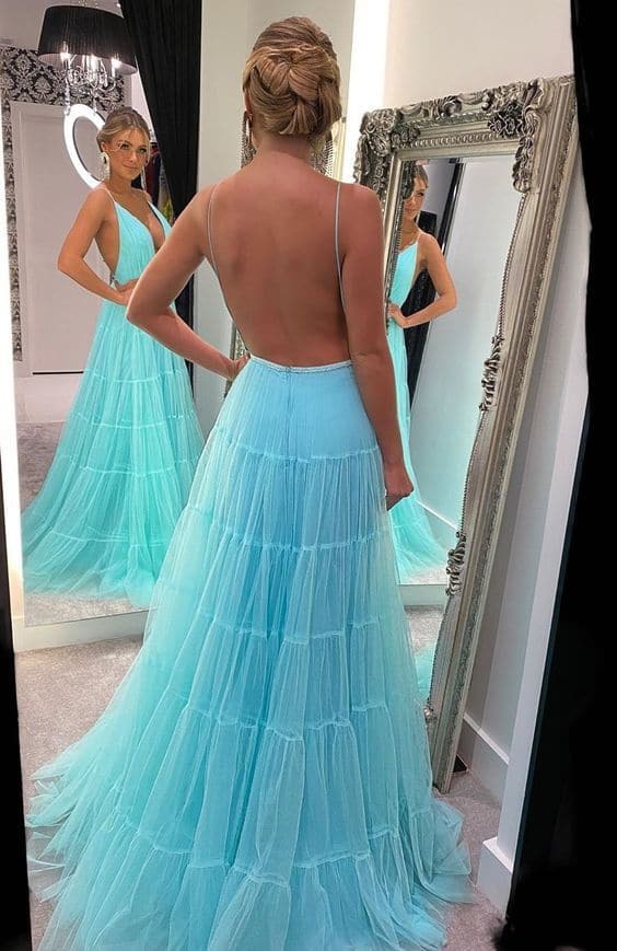Vestidos de noche de tul con volantes SYP36