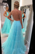 Vestidos de noche de tul con volantes SYP36