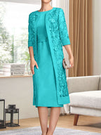 Vestido de gasa corte recto/columna hasta la rodilla para la madre de la novia con lentejuelas plisadas