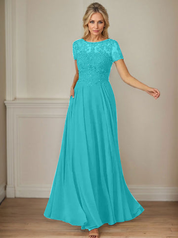 Dark Navy A-Line Boatneck Sequins Chiffon Dress