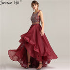 On Sale no return no refundSale Two-Piece Fashion Sexy A-Line 2025 Evening Dress Sleeveless Diamond Tulle Formal Evening Dress Real Photo LA6259