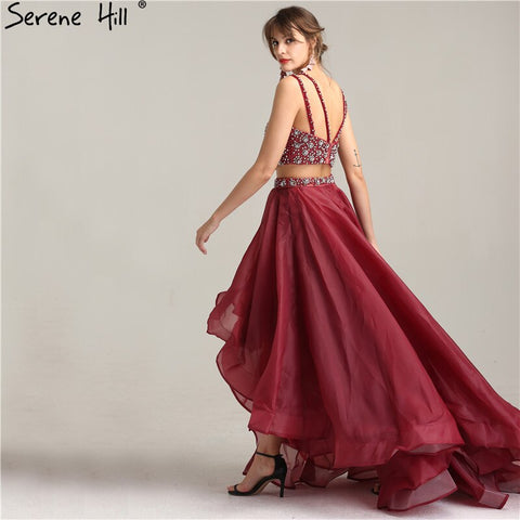 On Sale no return no refundSale Two-Piece Fashion Sexy A-Line 2025 Evening Dress Sleeveless Diamond Tulle Formal Evening Dress Real Photo LA6259