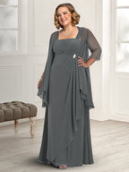 Vestidos de corte princesa/línea A para la madre de la novia con tirantes finos y chaqueta 