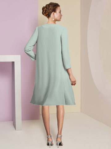 Vestidos de corte princesa/línea A con cuello joya hasta la rodilla para la madre de la novia 