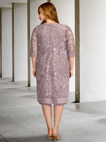 Vestidos de corte princesa/línea A con cuello joya hasta la rodilla para la madre de la novia 