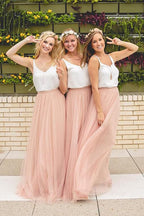 Robe de demoiselle d'honneur rose blush deux pièces VMB58