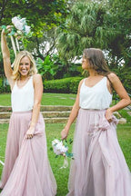 Robe de demoiselle d'honneur rose blush deux pièces VMB58
