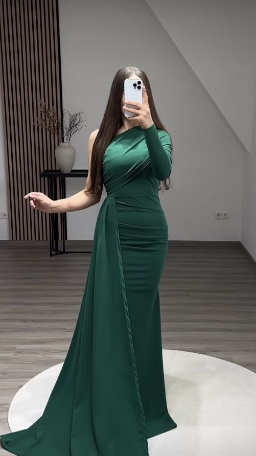 Vestidos largos de sirena verde sexy para baile de graduación, vestidos de noche Y5522