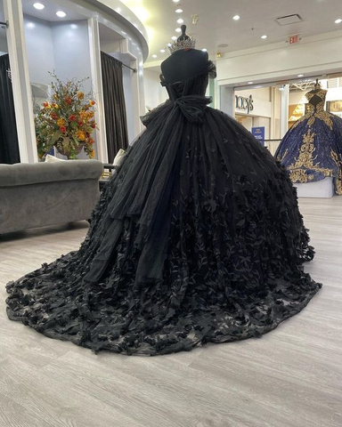 Robe de Quinceañera noire, robe de bal noire, robe pour Sweet 16 Y1447